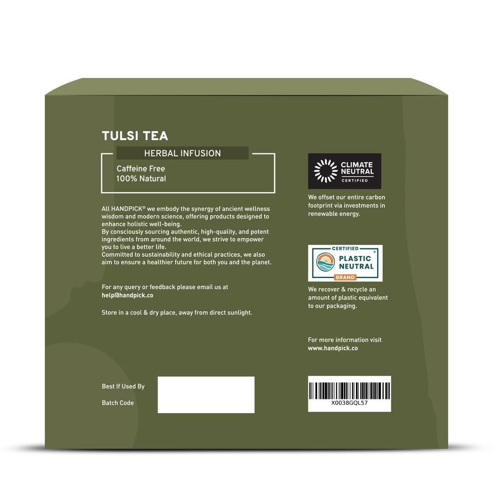 handpick original tulsi tea (100 count) holy basil tea | non gmo, caffeine free herbal tea | ecofriendly round tea bags handpick original tulsi tea (100 count) holy basil tea | non gmo, caffeine free herbal tea | ecofriendly round tea bags
