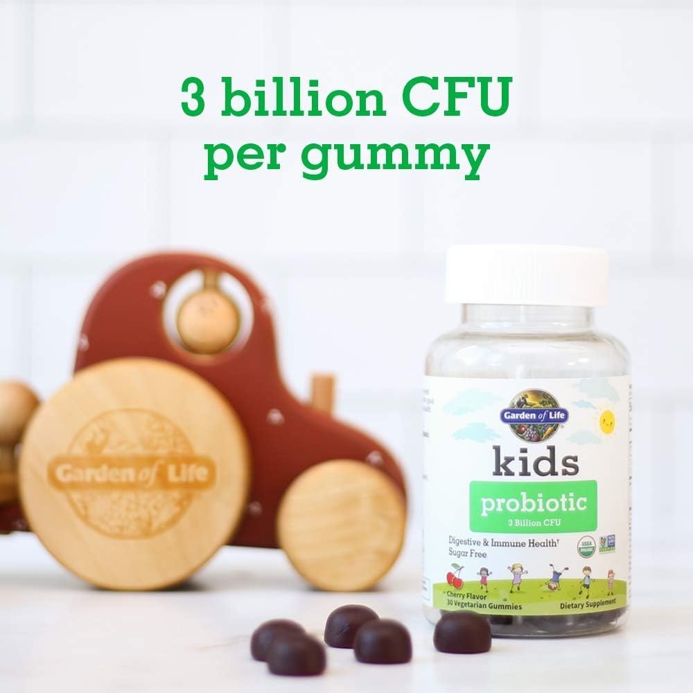 garden of life kids probiotic 3 billion cfu, cherry flavor gummies sugar free once daily probiotics for kids, probiotics plus fiber for children's digestive & immune health, 30 vegetarian gummies garden of life kids probiotic 3 billion cfu, cherry flavor gummies sugar free once daily probiotics for kids, probiotics plus fiber for children's digestive & immune health, 30 vegetarian gummies