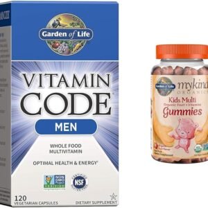 garden of life men's whole food multivitamin 120 count and kids organic fruit gummy vitamins 120 count