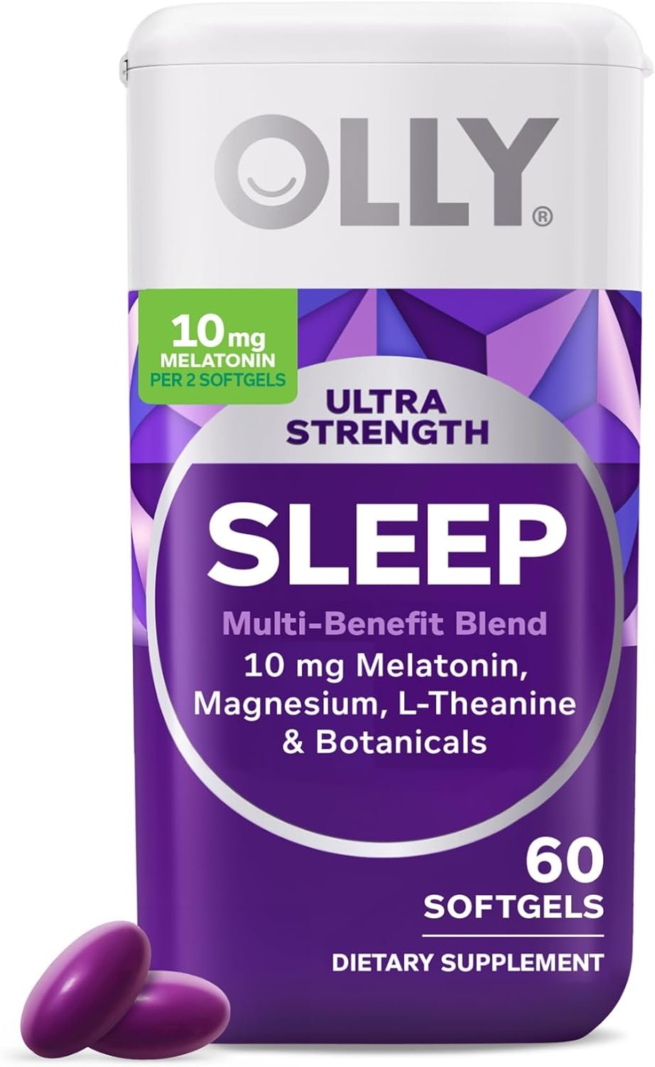 olly ultra strength sleep softgels, 10mg melatonin, l theanine, chamomile, magnesium, lemon balm, supports deep restful sleep, nighttime sleep aid, non habit forming 60 count olly ultra strength sleep softgels, 10mg melatonin, l theanine, chamomile, magnesium, lemon balm, supports deep restful sleep, nighttime sleep aid, non habit forming 60 count
