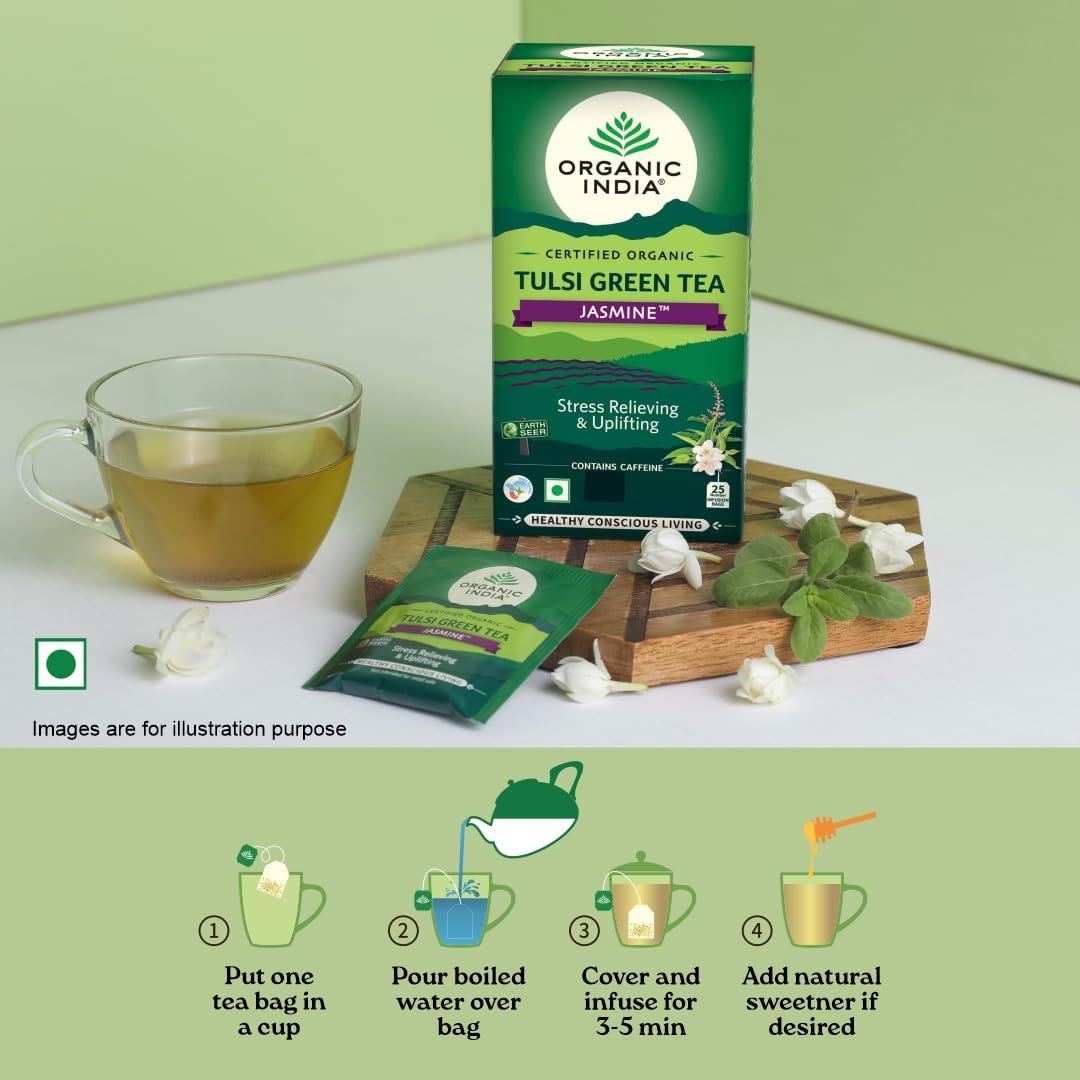 organic india tulsi green jasmine 25 tea bags organic india tulsi green jasmine 25 tea bags