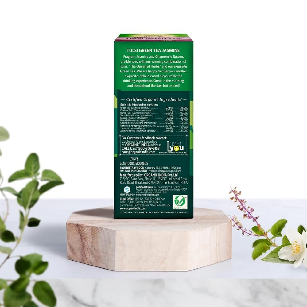 organic india tulsi green jasmine 25 tea bags organic india tulsi green jasmine 25 tea bags
