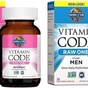 garden of life multivitamin for women, vitamin code raw one & vitamin code raw one for men, once daily multivitamin for men, one a day mens vitamins plus fruit, veggies & probiotics