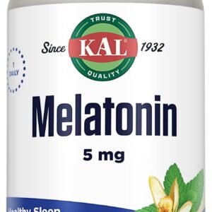 kal melatonin 5mg sleep aid, melatonin supplement supports calming relaxation and a healthy sleep cycle, fast dissolving activmelts, natural vanilla mint flavor, vegetarian, 90 serv, 90 micro tablets