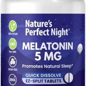 nature's perfect night | melatonin 5mg | 200 quick dissolve tablets | natural mixed berry flavor |preferred potency | sugar free | vegan | gluten free | value size
