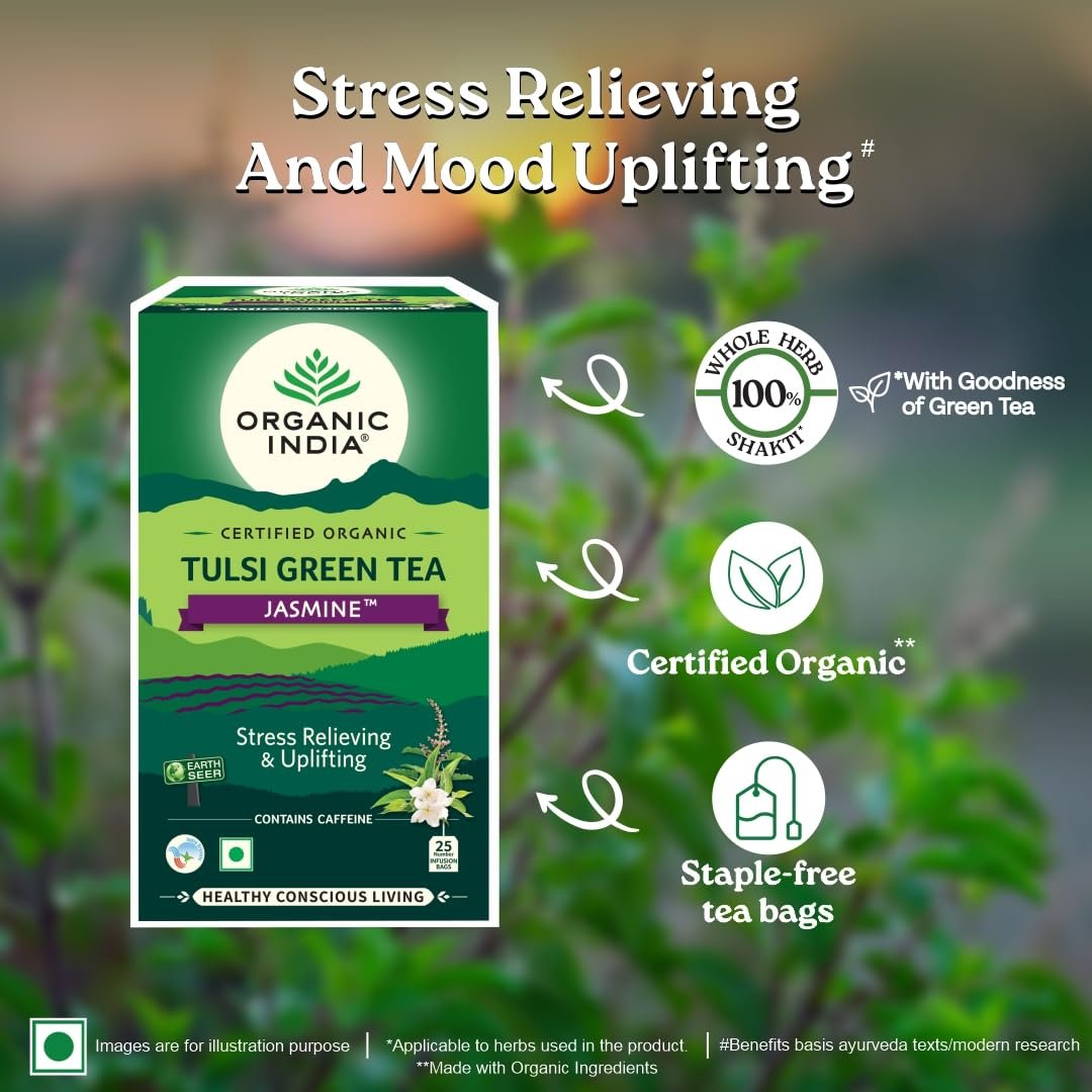 organic india tulsi green jasmine 25 tea bags organic india tulsi green jasmine 25 tea bags