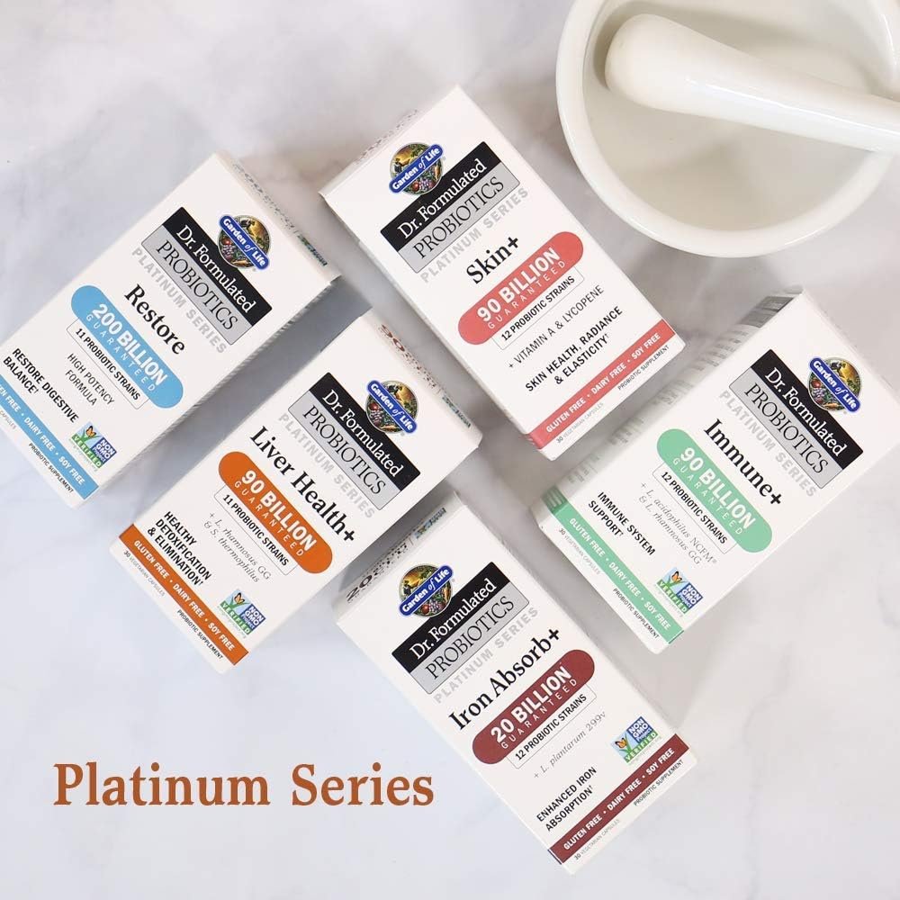 garden of life dr. formulated probiotics platinum series liver health+ 90 billion cfu guaranteed, one a day probiotic for healthy detoxification & elimination support, vegan, gluten free, 30 capsules garden of life dr. formulated probiotics platinum series liver health+ 90 billion cfu guaranteed, one a day probiotic for healthy detoxification & elimination support, vegan, gluten free, 30 capsules