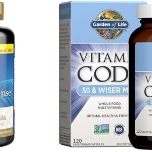garden of life probiotic and multivitamin bundle primal defense ultra ultimate probiotic, 216 capsules + vitamin code 50 & wiser men's multivitamin, 120 capsules