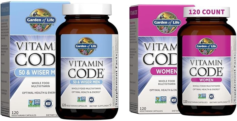 garden of life men's & women's multivitamins, vitamin code 50 & wiser men 120 capsules and vitamin code women's multi 120 capsules garden of life men's & women's multivitamins, vitamin code 50 & wiser men 120 capsules and vitamin code women's multi 120 capsules
