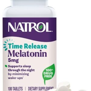 natrol melatonin 5 mg time release, dietary supplement to minimize wake ups, nighttime sleep aid, 100 tablets, up to a 100 day supply
