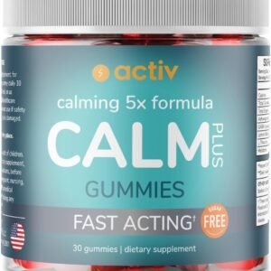 calm gummies 5x stress supplement with ashwagandha gaba l theanine lemon balm melatonin | might help support healthy response to stress | vegan & sugar free | strawberry 1 month supply