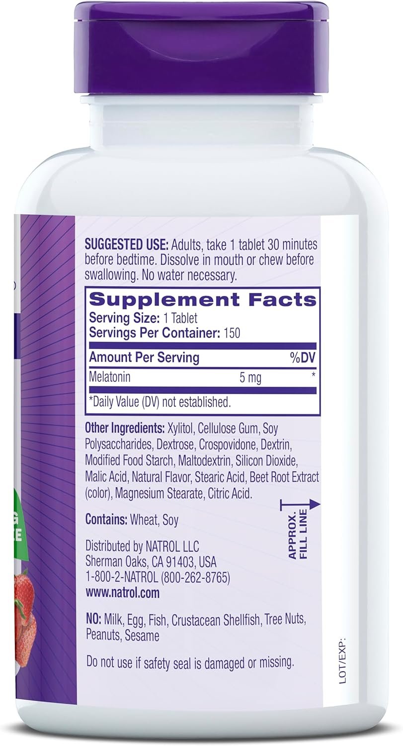 natrol melatonin 5mg fast dissolve tablets, sleep support supplements for adults, strawberry flavor, 150 tablets, up to 150 day supply natrol melatonin 5mg fast dissolve tablets, sleep support supplements for adults, strawberry flavor, 150 tablets, up to 150 day supply