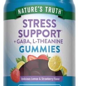 nature's truth stress relief gummies for adults | with gaba, l theanine, and lemon balm | lemon strawberry flavor | non gmo & gluten free supplement