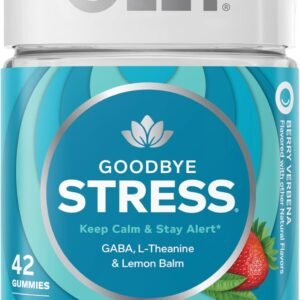 olly goodbye stress gummy, gaba, l theanine, lemon balm, stress relief supplement, berry 42 count