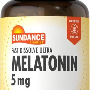 sundance melatonin 5mg fast dissolve tablets | 60 count | natural berry flavor | vegetarian, non gmo, and gluten free supplement