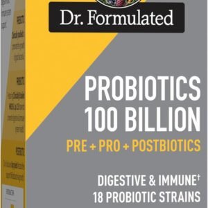 garden of life dr formulated probiotics 100 billion cfu pre + pro + postbiotics extra strength digestive & immune support for men and women, potato, acacia, postbiotic metabolites, 30 capsules