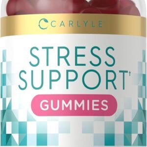 carlyle stress support supplement gummies | 50 count | for women and men | with gaba and l theanine | strawberry lemon flavor | non gmo & gluten free