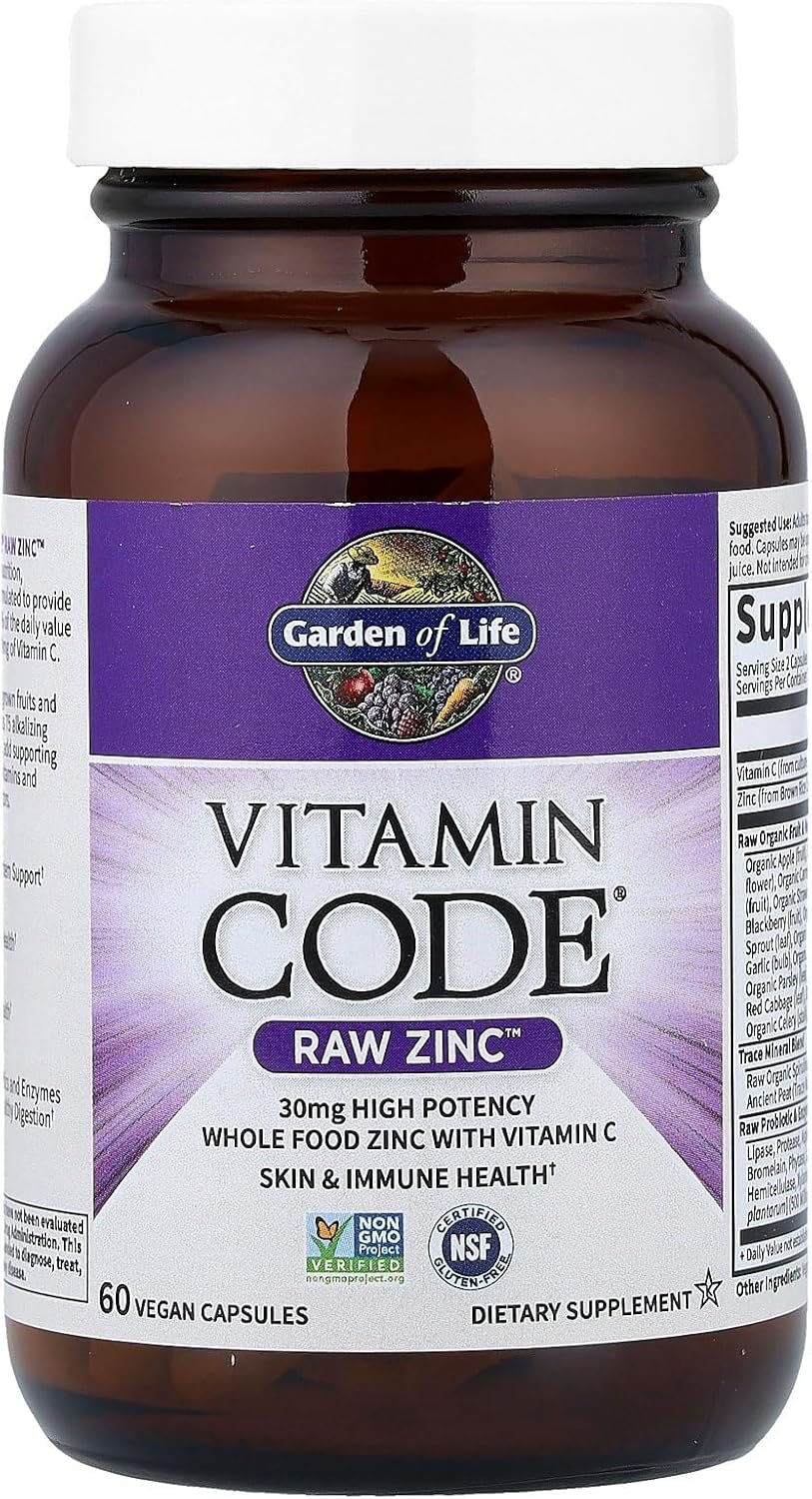 garden of life zinc supplements 30mg high potency raw zinc and vitamin c multimineral supplement, vitamin code vitamins trace minerals & probiotics for skin health & immune support, 60 vegan capsules garden of life zinc supplements 30mg high potency raw zinc and vitamin c multimineral supplement, vitamin code vitamins trace minerals & probiotics for skin health & immune support, 60 vegan capsules