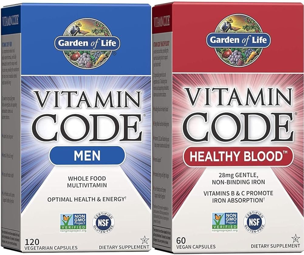 garden of life vitamin code whole food multivitamin for men, fruit & veggie blend and probiotics for energy, heart, prostate health, 120 count & althy blood 60ct capsules garden of life vitamin code whole food multivitamin for men, fruit & veggie blend and probiotics for energy, heart, prostate health, 120 count & althy blood 60ct capsules