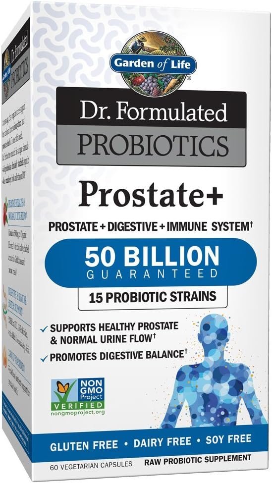 garden of life dr. formulated probiotics prostate+ 50 billion cfu supports prostate, immune & gut health contains organic flowens cranberry & vitamin d3 60 vegetarian capsules garden of life dr. formulated probiotics prostate+ 50 billion cfu supports prostate, immune & gut health contains organic flowens cranberry & vitamin d3 60 vegetarian capsules