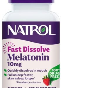 natrol melatonin 10mg fast dissolve tablets strawberry flavor, 30 count, sleep support, fast dissolve melatonin for adults, 30 day supply