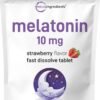 Micro Ingredients Melatonin 10mg, 400 Tablets | Natural Strawberry Flavor | Fast Dissolve | No Drug | Vegetarian Friendly | Non-GMO, No Gluten, Sugar Free