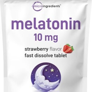 micro ingredients melatonin 10mg, 400 tablets | natural strawberry flavor | fast dissolve | no drug | vegetarian friendly | non gmo, no gluten, sugar free