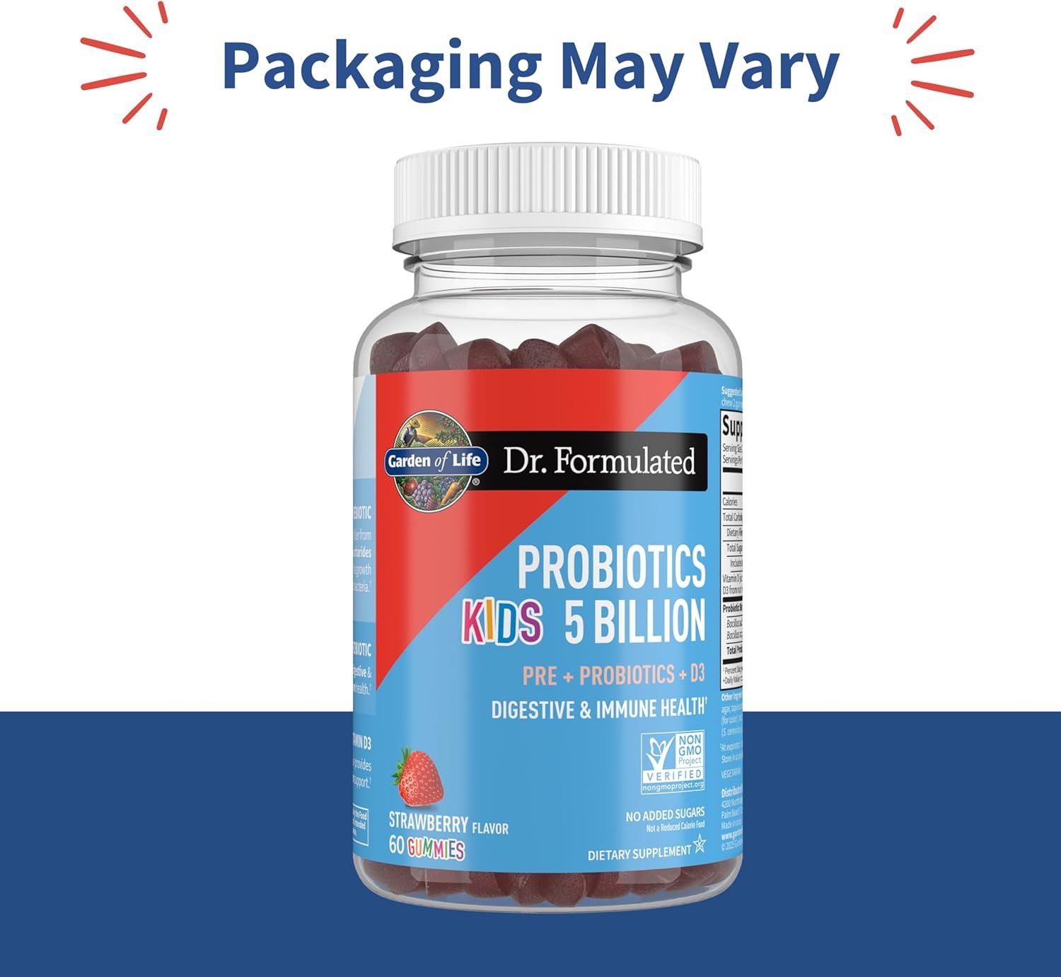 garden of life dr formulated 5 billion cfu prebiotic fiber, probiotic and vitamin d3 gummies for kids digestive & immune health – gluten free, non gmo, no added sugars, strawberry flavor, 60 gummies garden of life dr formulated 5 billion cfu prebiotic fiber, probiotic and vitamin d3 gummies for kids digestive & immune health – gluten free, non gmo, no added sugars, strawberry flavor, 60 gummies