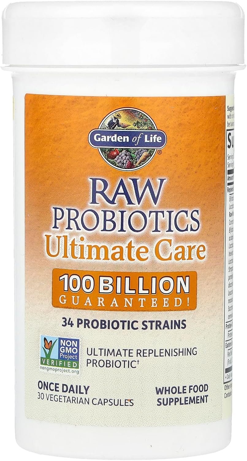 garden of life raw probiotics for women and men with digestive enzymes, 100 billion cfu, clinically studied strains, shelf stable, 30 capsules garden of life raw probiotics for women and men with digestive enzymes, 100 billion cfu, clinically studied strains, shelf stable, 30 capsules