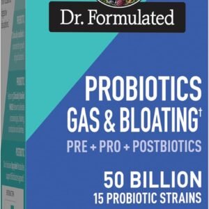 garden of life dr. formulated pre, post & probiotics gas & bloating once daily 3 in 1 complete prebiotics, postbiotics & probiotics – 50 billion cfu, non gmo, gluten free, 30 day supply