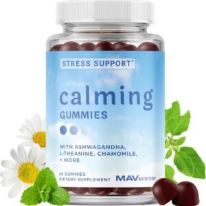calming ashwagandha gummies for teens | stress relief supplement with theanine, gaba, chamomile & lemon balm calm sleep gummies | natural raspberry flavor, non gmo, third party tested | 60 ct