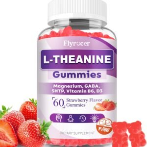 sugar free l theanine gummies, l theanine supplement for adults & kids, l'theanine 400mg with ashwagandha, magnesium, 5htp & gaba support calm, relax, zzz, focus, vegan strawberry flavor, 60 count