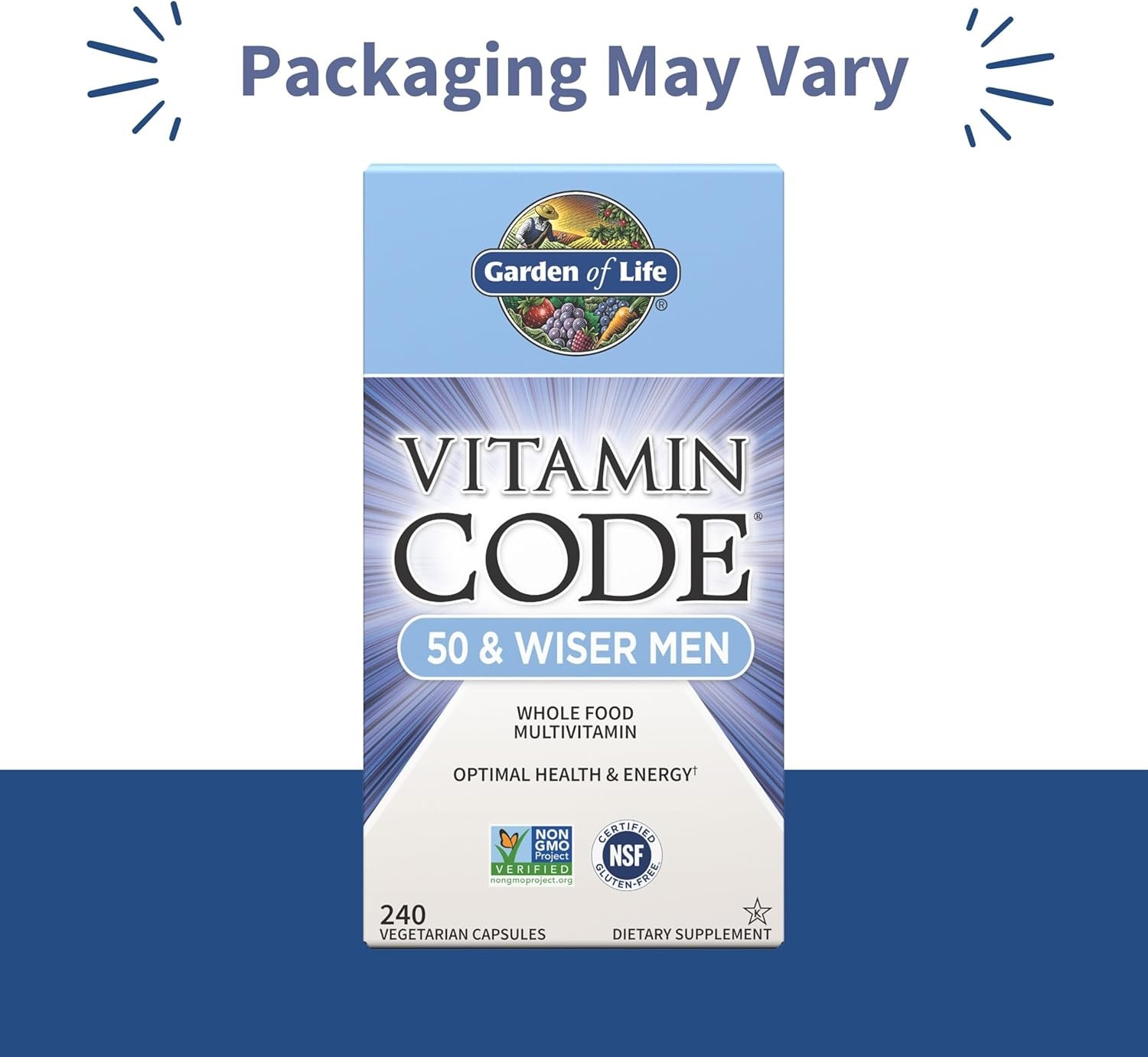 garden of life multivitamin for men vitamin code 50 & wiser men's raw whole food vitamin supplement with probiotics, vegetarian, 240 capsules garden of life multivitamin for men vitamin code 50 & wiser men's raw whole food vitamin supplement with probiotics, vegetarian, 240 capsules