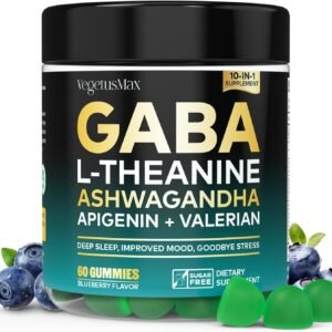 gaba l theanine gummies, sugar free calm gummies with l theanine, ashwagandha,valerian root,magnesium | support sleep,stress relief & relaxation | gaba supplement for adult blueberry flavor