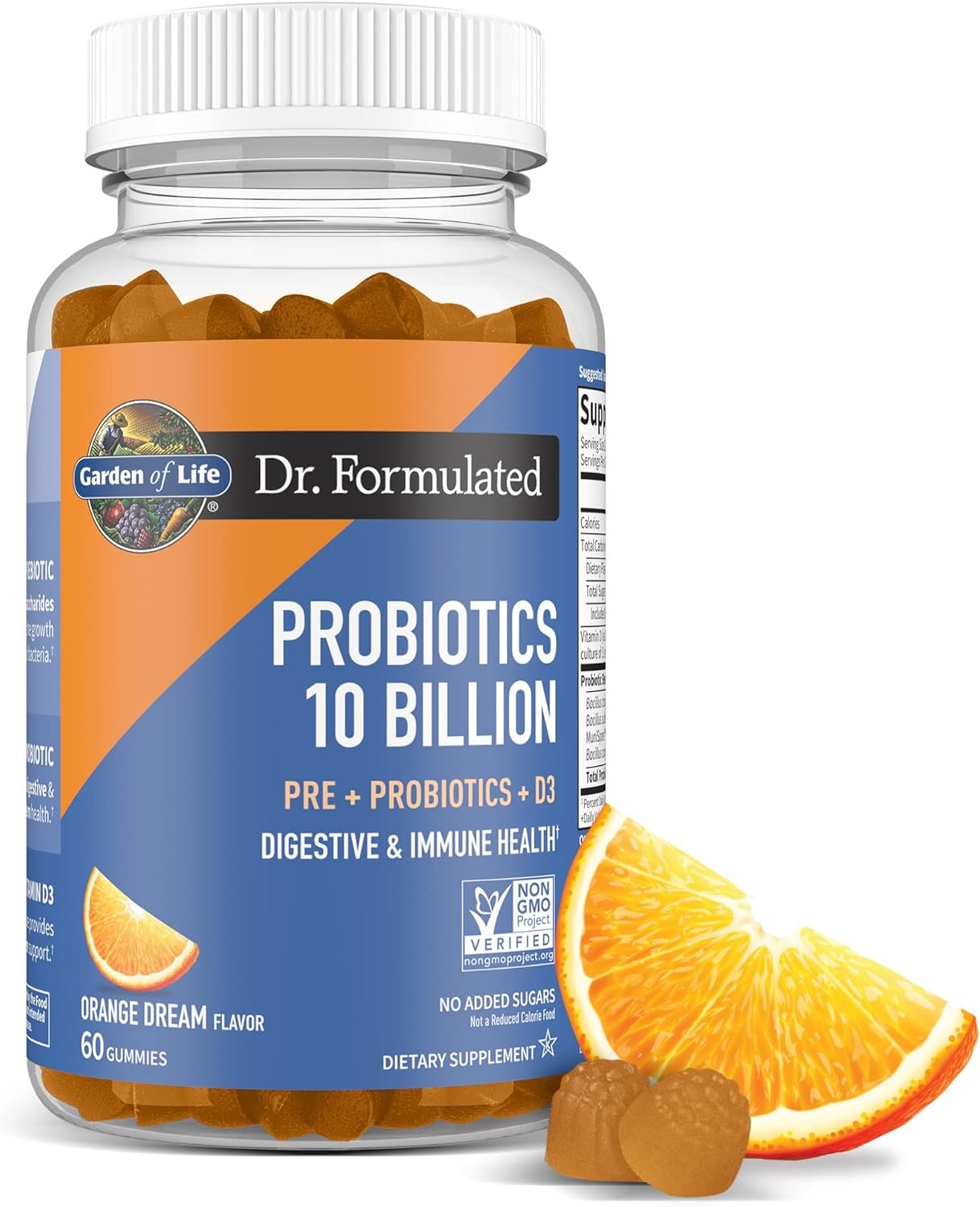 garden of life dr formulated 10 billion cfu prebiotic fiber & probiotic gummies with vitamin d3 for digestive and immune health – gluten free, non gmo, no added sugar, orange dream flavor, 60 gummies garden of life dr formulated 10 billion cfu prebiotic fiber & probiotic gummies with vitamin d3 for digestive and immune health – gluten free, non gmo, no added sugar, orange dream flavor, 60 gummies