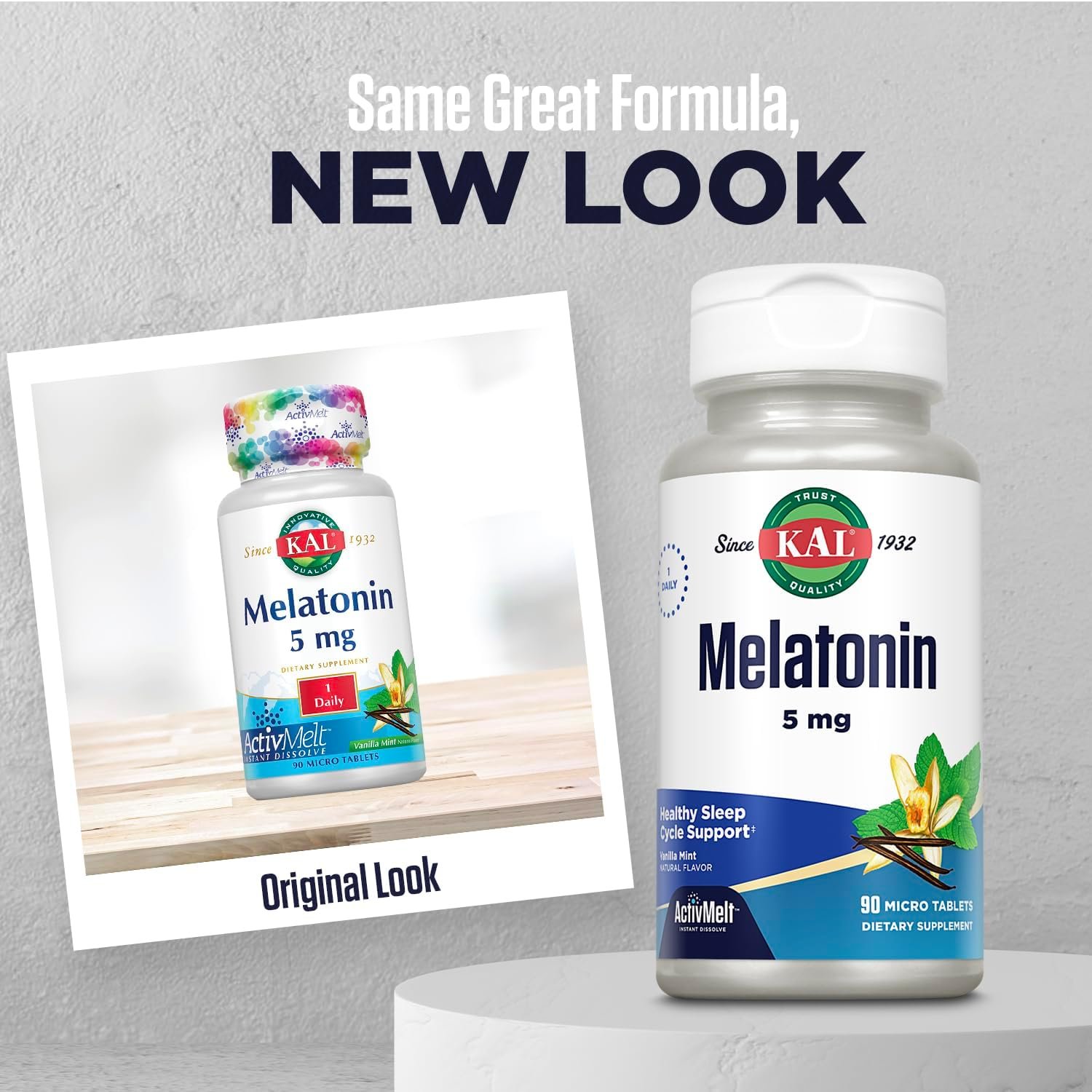 kal melatonin 5mg sleep aid, melatonin supplement supports calming relaxation and a healthy sleep cycle, fast dissolving activmelts, natural vanilla mint flavor, vegetarian, 90 serv, 90 micro tablets kal melatonin 5mg sleep aid, melatonin supplement supports calming relaxation and a healthy sleep cycle, fast dissolving activmelts, natural vanilla mint flavor, vegetarian, 90 serv, 90 micro tablets