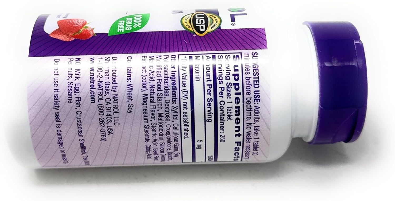 natrol melatonin 5 mg, 250 fast dissolve tablets strawberry flavor natrol melatonin 5 mg, 250 fast dissolve tablets strawberry flavor