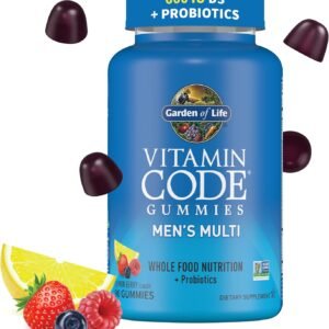 men’s multivitamin gummy: vitamins c, d, e, b & zinc for energy, stamina & stress, probiotics for digestive & immune health, vitamin code, non gmo, gluten free, 90 lemon berry gummies, 30 day count