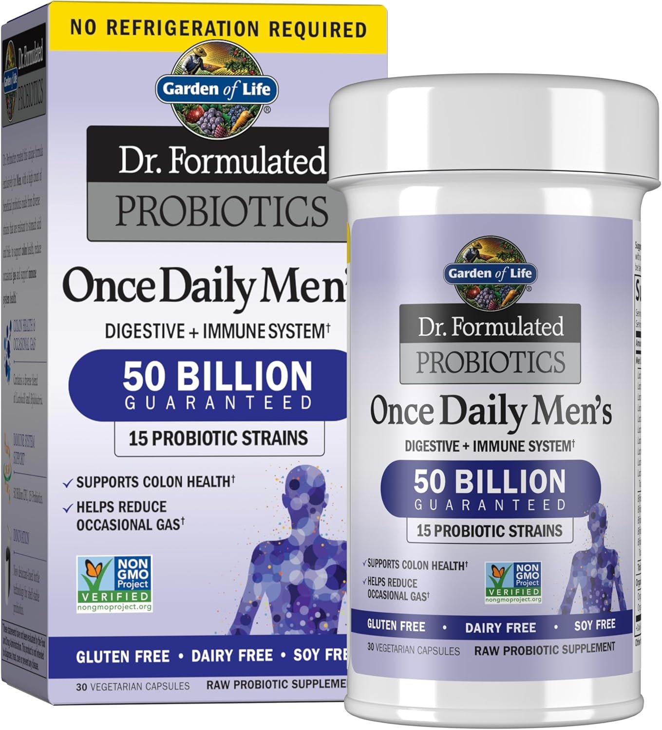 garden of life probiotics for men, dr formulated 50 billion cfu 15 probiotics for digestive health + organic prebiotic fiber, colon & immune support, daily gas relief, shelf stable, 30 capsules garden of life probiotics for men, dr formulated 50 billion cfu 15 probiotics for digestive health + organic prebiotic fiber, colon & immune support, daily gas relief, shelf stable, 30 capsules