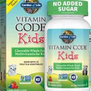 garden of life vegetarian multivitamin supplement for kids vitamin code kids chewable raw whole food vitamin with probiotics, 30 chewable bears