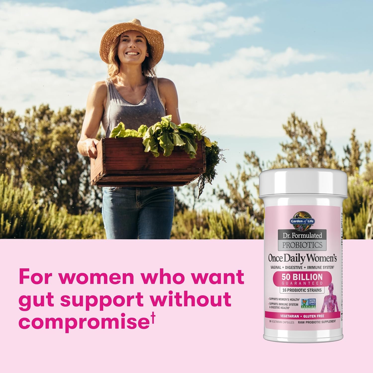garden of life once daily dr. formulated probiotics for women 50 billion cfu 16 probiotic strains with organic prebiotics for digestive, vaginal & immune health, dairy free, shelf stable 30 capsules garden of life once daily dr. formulated probiotics for women 50 billion cfu 16 probiotic strains with organic prebiotics for digestive, vaginal & immune health, dairy free, shelf stable 30 capsules