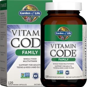 garden of life multivitamin for women, men & kids age 6 and up, vitamin code family multi 120 vegetarian capsules, whole food vitamins, food blend & probiotics, gluten free dietary supplements