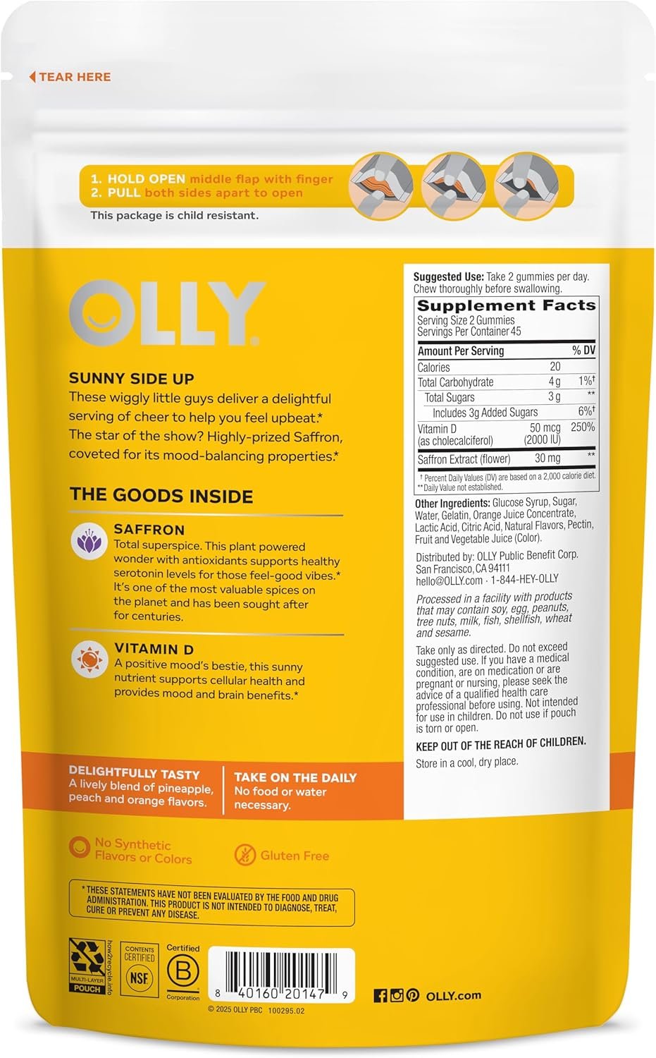 olly hello happy gummy worms, mood balance support, vitamin d, saffron, adult chewable supplement, gluten free, tropical zing 90 count olly hello happy gummy worms, mood balance support, vitamin d, saffron, adult chewable supplement, gluten free, tropical zing 90 count