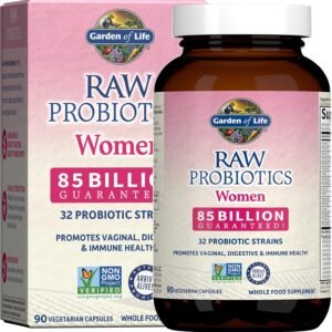 garden of life raw probiotics for women 85 billion cfu probiotic for vaginal probiotics with vitamins, minerals, enzymes 90 capsules, womens probiotic supplement for digestive and immune health