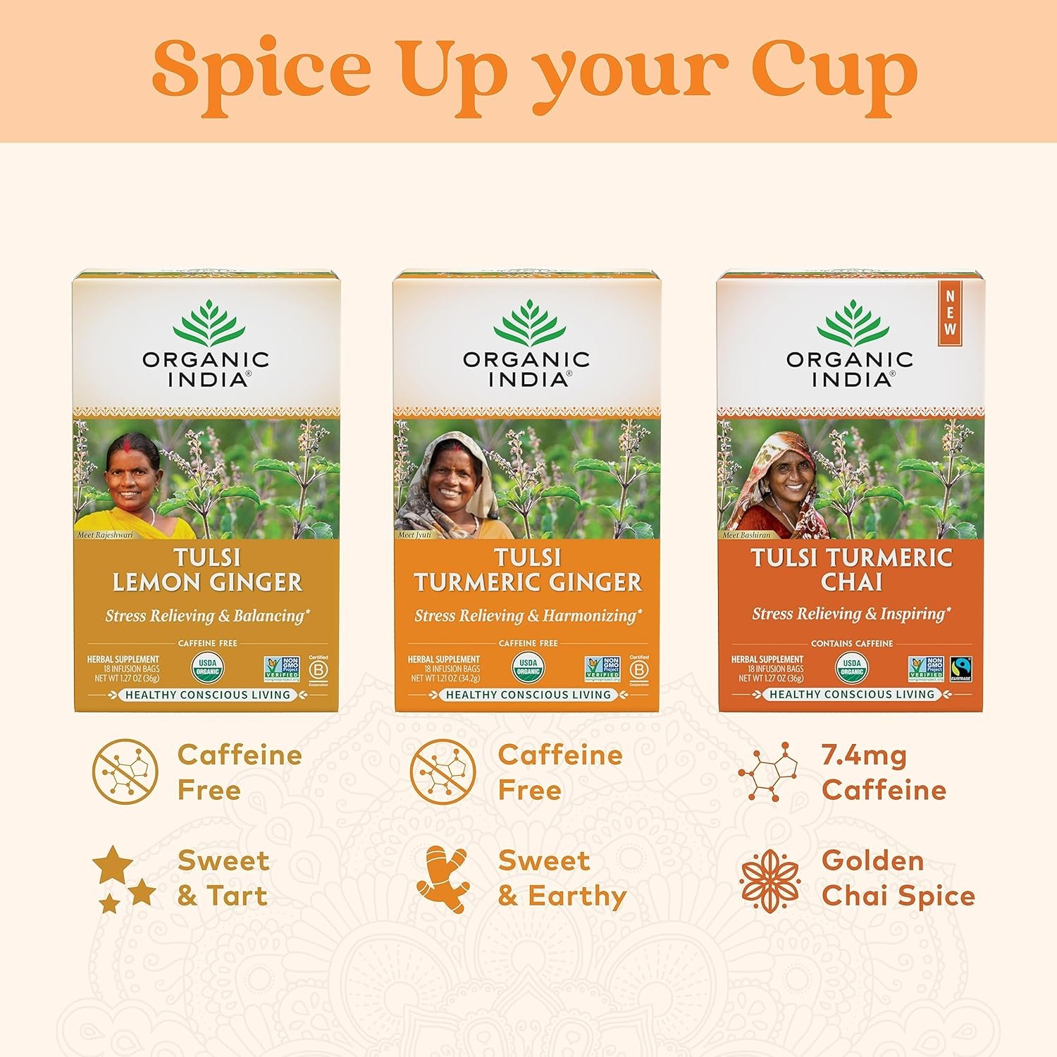 organic india tulsi turmeric ginger tea bags herbal tea, stress relieving & harmonizing, immune support, healthy inflammatory response, aids digestion, caffeine free 18 infusion bags, 1 pack organic india tulsi turmeric ginger tea bags herbal tea, stress relieving & harmonizing, immune support, healthy inflammatory response, aids digestion, caffeine free 18 infusion bags, 1 pack