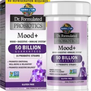 garden of life probiotics mood+ dr formulated acidophilus probiotic supplement promotes emotional well being, relaxation and digestive balance ashwagandha for stress management, 60 veggie caps