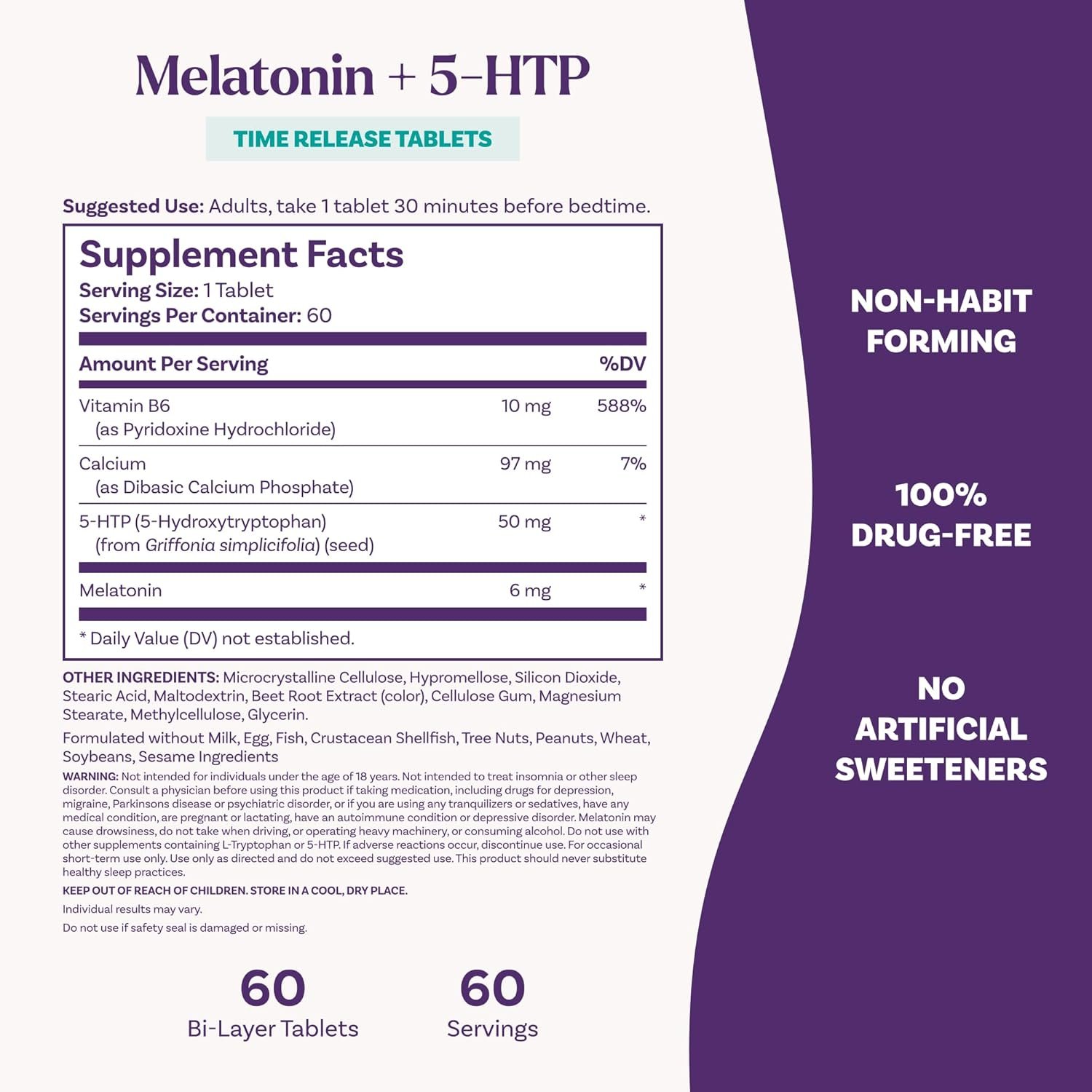 natrol melatonin + 5 htp time release sleep aid, triple action formula, calm the mind, fall asleep faster and stay asleep longer, 60 bi layer tablets, up to a 60 day supply natrol melatonin + 5 htp time release sleep aid, triple action formula, calm the mind, fall asleep faster and stay asleep longer, 60 bi layer tablets, up to a 60 day supply