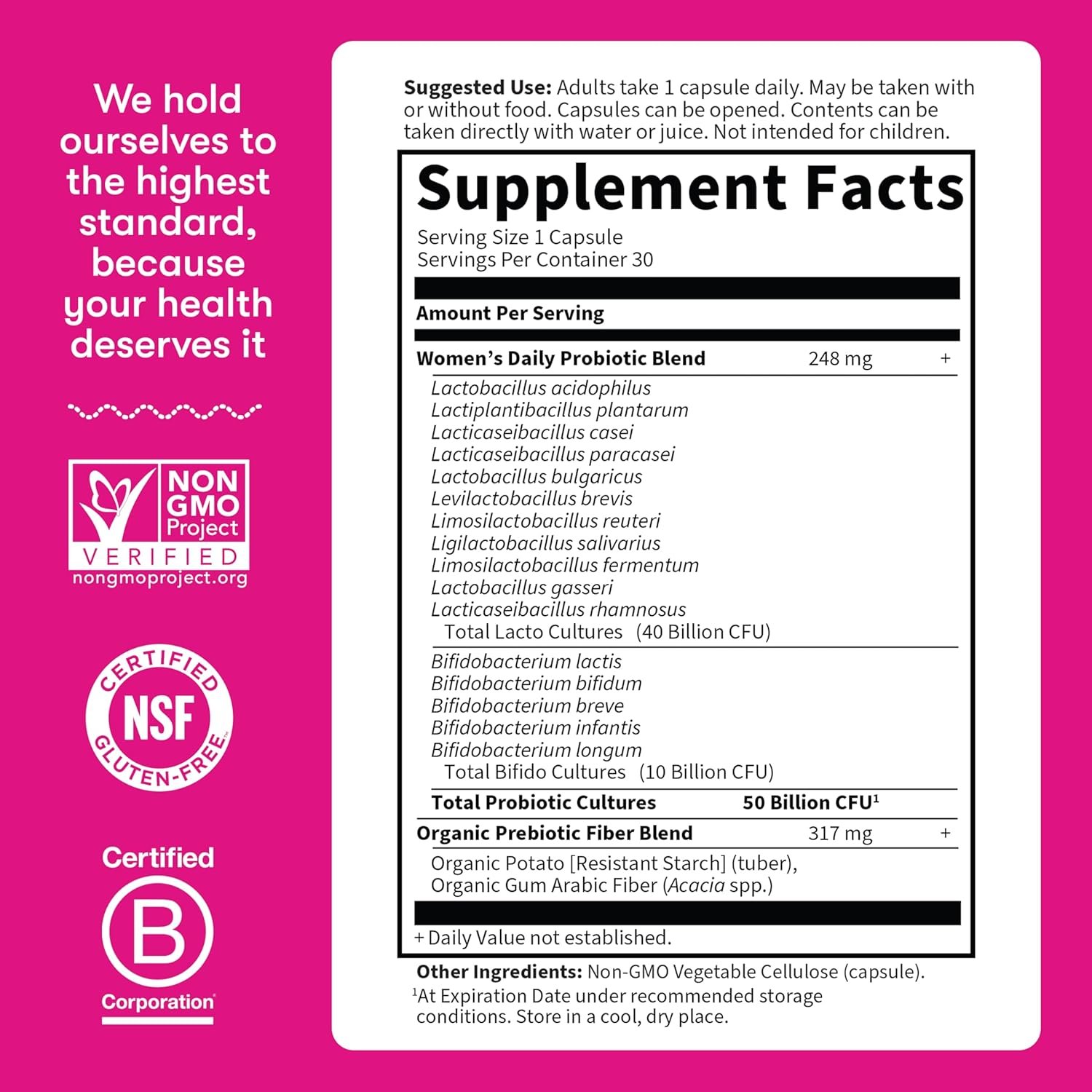 garden of life once daily dr. formulated probiotics for women 50 billion cfu 16 probiotic strains with organic prebiotics for digestive, vaginal & immune health, dairy free, shelf stable 30 capsules garden of life once daily dr. formulated probiotics for women 50 billion cfu 16 probiotic strains with organic prebiotics for digestive, vaginal & immune health, dairy free, shelf stable 30 capsules