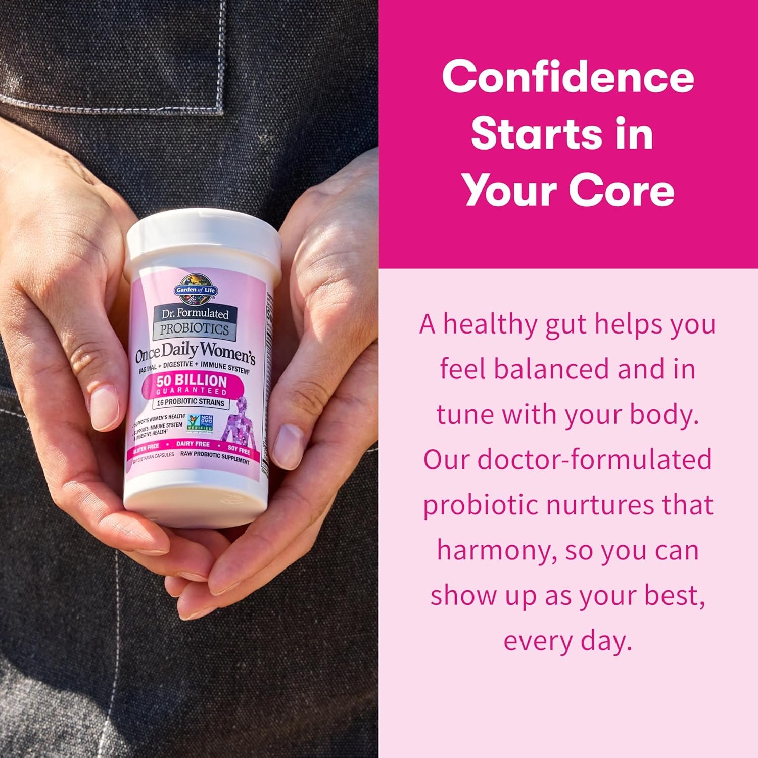 garden of life once daily dr. formulated probiotics for women 50 billion cfu 16 probiotic strains with organic prebiotics for digestive, vaginal & immune health, dairy free, shelf stable 30 capsules garden of life once daily dr. formulated probiotics for women 50 billion cfu 16 probiotic strains with organic prebiotics for digestive, vaginal & immune health, dairy free, shelf stable 30 capsules