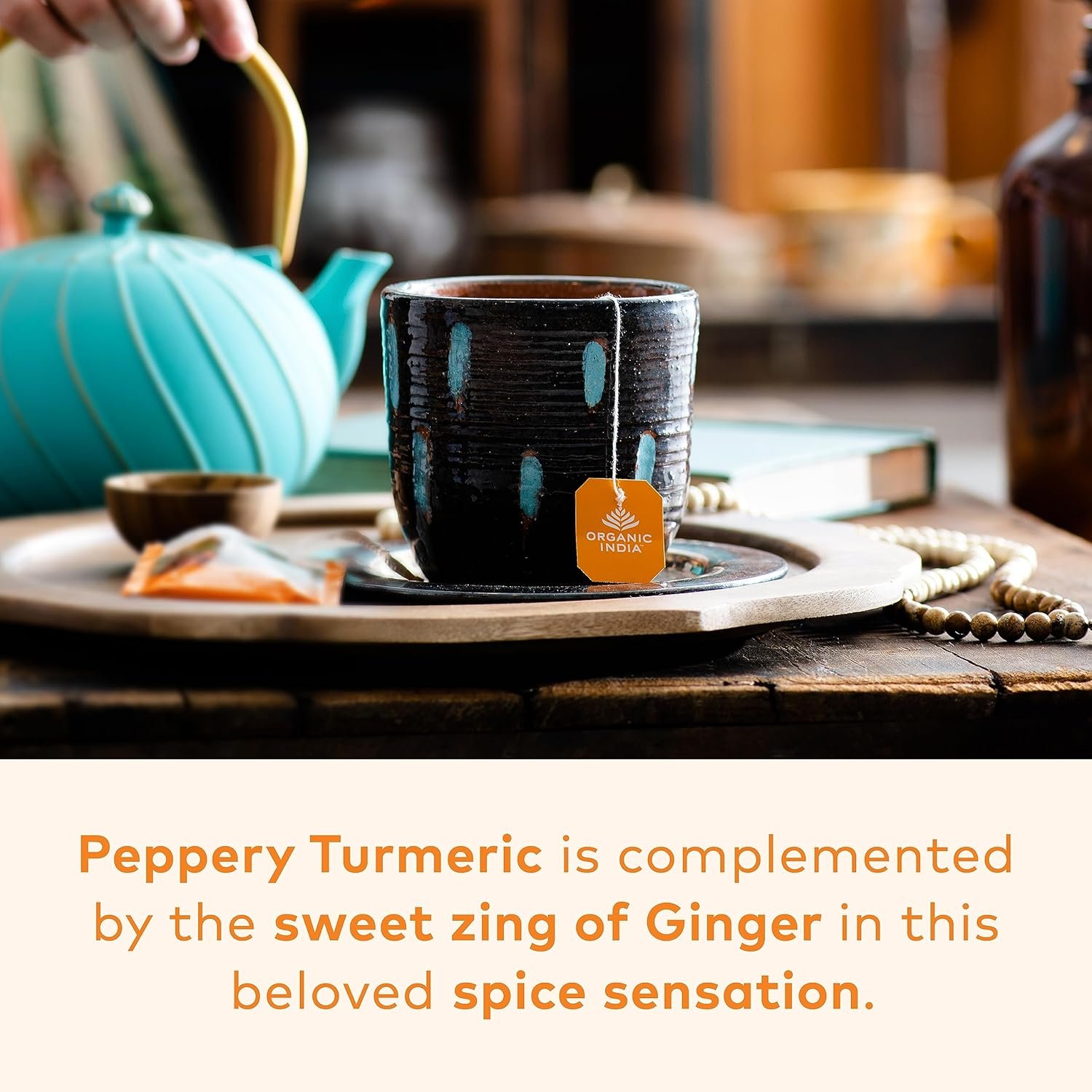 organic india tulsi turmeric ginger tea bags herbal tea, stress relieving & harmonizing, immune support, healthy inflammatory response, aids digestion, caffeine free 18 infusion bags, 1 pack organic india tulsi turmeric ginger tea bags herbal tea, stress relieving & harmonizing, immune support, healthy inflammatory response, aids digestion, caffeine free 18 infusion bags, 1 pack